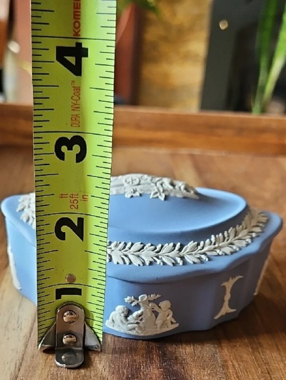 Wedgwood Jasperware Blue & White Neoclassical Long Lidded Trinket Dish Vessel